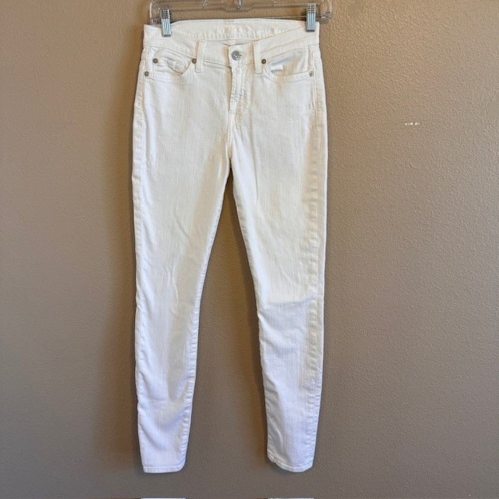 7 For All Mankind‎ Gwenevere White Denim Ankle Jeans 25 Skinny Stretch